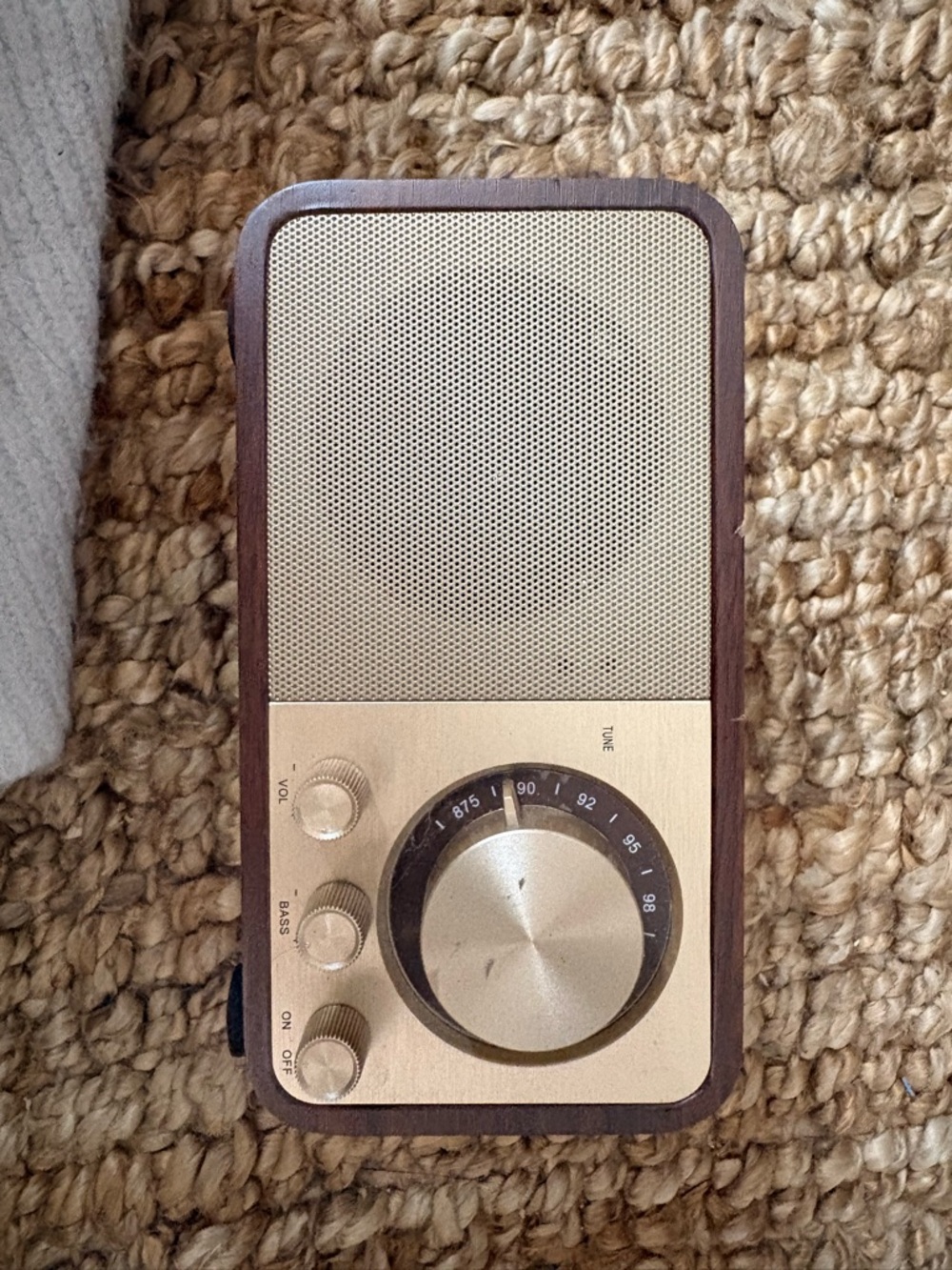 Portable Retro-Style Brown and Gold Radio Speaker
